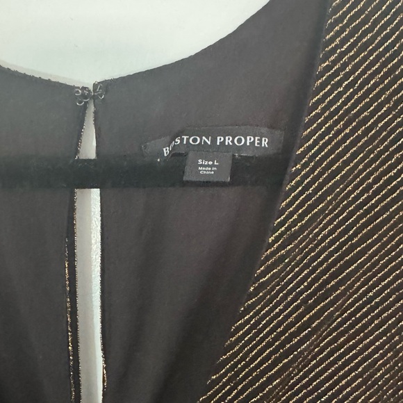 NWT Boston Proper Glitter V Neck Jumpsuit Black Multi size L - Picture 6 of 7